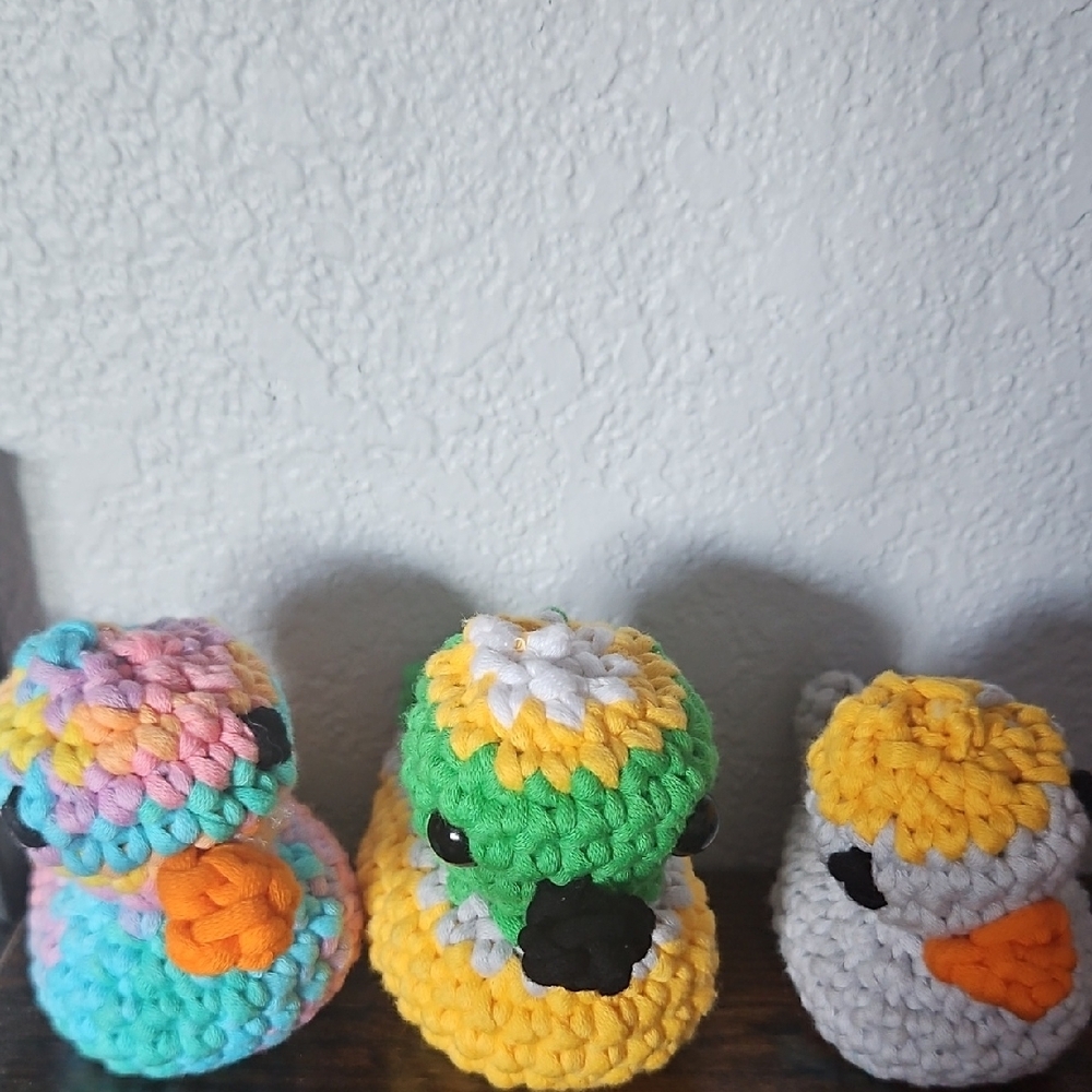 Colorful Crochet Duck Trio
